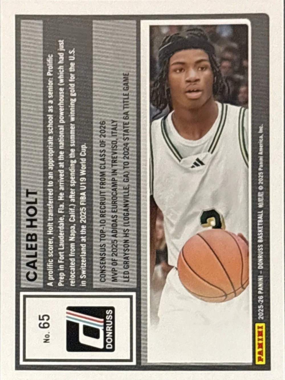 Panini Donruss Caleb Holt Rated Rookie Basketball Card